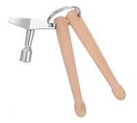 Portachiavi con mini bacchette in legno a doppia bacchetta con chiave universale per accordatura batteria, portachiavi in miniatura compatto per appassionati di percussioni, batteristi amanti della
