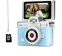 Portachiavi con mini fotocamera digitale, selfie a doppia modalità compatta e portatile, schermo HD da 0,96 pollici, durata della batteria di 2 ore (viene fornito con una scheda di memoria in regalo