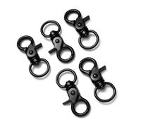 Portachiavi con moschettone nero, cordino, anello di collegamento, portachiavi a forma di stella e cuore, per la creazione di gioielli, 20x43,0 mm, 5 pezzi