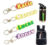 Portachiavi con nome personalizzato, etichetta personalizzata con nome floreale stampato in 3D, etichetta con nome per bottiglia d'acqua, zaino, etichetta bagagli, regalo per bambini, A