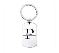 Portachiavi con Nome - Petra - Acciaio inossidabile, Argento