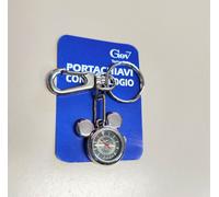 PORTACHIAVI CON OROLOGIO CROMATO MICKEY MOUSE TOPOLINO AUTO METALLO VINTAGE IDEA