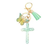 Portachiavi con paillettes per bambini, portachiavi con paillettes per ragazze, portachiavi con crocifisso con nappa, ornamento con crocifisso glitterato, elegante ciondolo cattolico, bello per donne