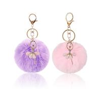 Portachiavi Con Palline Di Pelo Da 2 Pezzi, Graziosi Portachiavi In Peluche, Portachiavi Da Donna, Ciondoli Decorativi, Portachiavi Ballerini