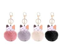 Portachiavi Con Palline Di Pelo Di Gatto Da 4 Pezzi, Portachiavi Creativi E Carini, Portachiavi Per Ragazze, Accessori Decorativi, Ciondoli Per Borse