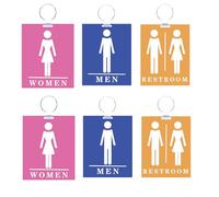 Portachiavi con pass per bagno e bagno, 6 pezzi, portachiavi con portachiavi per bagno da uomo e donna, etichetta per il bagno, per ristorante, WC, ufficio, scuola, aula 10,2 x 8,1 cm