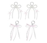 Portachiavi Con Perline A Fiocco Da 4 Pezzi, Portachiavi Elei E Alla Moda, Accessori Artigianali Fai-Da-Te, Decorazione Creativa Con Ciondolo A Fiocco, Ciondoli Per Borse,