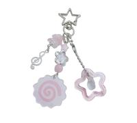 Portachiavi con perline a forma di pesce rosa, con stelle e note musicali, per uso quotidiano, portachiavi o borsa accessorio, rosa, Taglia unica