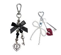 Portachiavi Con Perline D'Amore Rosso Da 2 Pezzi, Carino E Accattivante, Resistente E Non Facile Da Sbiadire, Assemblaggio Quotidiano E Decorazione Regalo, Può Appendere Chiavi, Zaini.