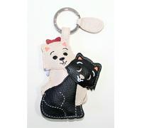 Pochette Portachiavi Portamonete Vera Pelle Fatto a Mano Coppia Gattini