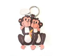Portachiavi con Pochette Portamonete in Pelle a forma di animali Coppia Scimie