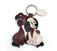 Portachiavi con Pochette Portamonete in Pelle forma di animali 2 cani Cagnolini