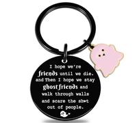Portachiavi con scritta "Best Friend", idea regalo divertente per compleanno, Natale, Halloween, per amici e compagni di classe (argento), Nero , 1.2 x 1.2 x 0.2 in
