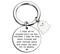 Portachiavi con scritta "Best Friend", idea regalo divertente per compleanno, Natale, Halloween, per amici e compagni di classe (argento), Argento, 1.2 x 1.2 x 0.2 in