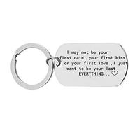 Portachiavi con scritta "I just want to be your last one" """"Valentine' s Day Letter Key Chain in acciaio inossidabile Dog Keychain rettangolare ciondolo portachiavi