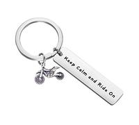 Portachiavi con scritta in inglese "Keep Calm and Ride On Dirtbike Rider", idea regalo per uomo, 64 x 49 cm, Acciaio inossidabile
