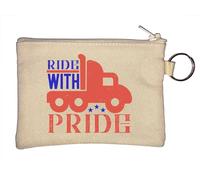 Portachiavi con scritta "Ride with Pride", con scritta in lingua inglese "Ride with Pride", colore: beige, Beige, Taglia unica