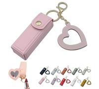 Portachiavi con specchio per rossetti, con portachiavi, per balsamo per labbra, mini custodia per rossetto con portachiavi e ciondolo a forma di cuore, per donne e ragazze, H, modernità