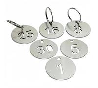 Portachiavi con targhetta identificativa in acciaio inossidabile 304 con numero inciso, diametro 30 mm con anello da 25 mm