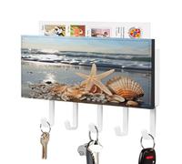 Portachiavi, conchiglie sulla spiaggia stampa Key Hanger Wall Mount, gancio portachiavi da parete, portachiavi da parete, portachiavi rack Mail Sorter Organizer