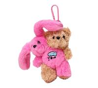 Portachiavi, coniglio Doudou - Portachiavi con animali morbidi gemelli, accessorio per ufficio, feste, scuola, famiglia, viaggi per adolescenti adulti