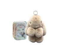 Portachiavi Coniglio Peluche con Scatola - Bunny Lulu Morbido Portachiavi Cute con Pompon, Fatto a mano Ciondolo Peluche per Borsa, Zaino, Auto o Chiavi - Décoratif Élégant pour Femme ou Fille