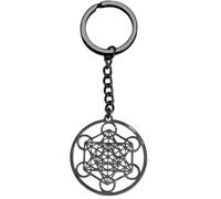 Portachiavi Cubo Arcangelo Metatron in Acciaio Inox Color Nero 7 Chakra