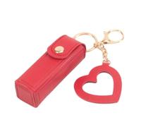 Portachiavi, custodia per rossetto, mini astuccio per cosmetici, ideale per i viaggi, in pelle PU, balsamo L6F1, organizer per trucco per labbra, Rosso