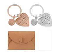 Portachiavi Da 2 Pezzi E Carta Busta Da 1 Pezzo, Ciondolo Con Lettere In Acciaio Inossidabile, Portachiavi Con Lettere D'Amore, Busta In Carta Kraft Retrò, Regalo Di Natale Per Gli Amici.