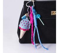 Portachiavi da auto da donna in pelle con ciondolo gelato e mini nappina, accessorio appeso semplice, alla moda e divertente, giallo blu,rosa,giallo,viola,mentaFrutta & verduraTessuto
