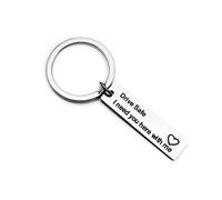 Portachiavi da donna in acciaio inossidabile, simpatico portachiavi rettangolare rettangolare con scritta "Drive Safe I Need You Here Me", Stile A, Taglia unica