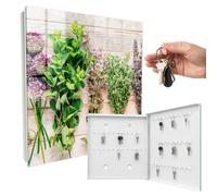 Portachiavi da muro 30x30 cm Erbe aromatiche verdi Porta Destra Bianco