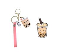 Portachiavi Da Tè Al Latte Con Perline In Silicone Da 1 Pezzo, Spilla Da Tè Al Latte In Metallo Da 1 Pezzo, Gioielli Chiave Per Auto Carini, Distintivo Per La Decorazione Di Vestiti Carini.