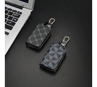 Portachiavi da uomo in pelle sintetica (PU) compatto e alla moda con motivo floreale, portamonete, mini portafoglio, portafoglio per uomo Mulino a vento blu nero,Modello neroGeometricoPoliuretano