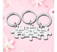 Portachiavi dell'amicizia a lunga distanza con scritta "No matter where what when puzzle", set di 3 regali dell'amicizia