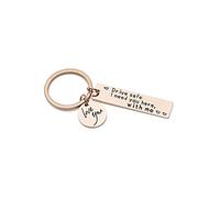 Portachiavi di sicurezza di guida per il fidanzato ho bisogno di voi qui con Mes Keyring Un regalo di compleanno per lui, San Valentino, in acciaio inox, catena di sicurezza utile, oro rosa., Taglia