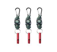 Portachiavi di Sopravvivenza con Moschettone Portachiavi in Paracord Intrecciato Portachiavi con Cordino per Attività all'aria Aperta Campeggio Escursionismo con Fischietto e Bussola Verde 3 Pcs