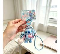 Portachiavi Disney Stitch in velluto con ciondolo a forma di cuore e cinturino da polso, accessorio per chiavi auto, zaino e borsa, regalo per il ritorno a scuola e per la migliore amica Tagli UnicaLe