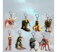 Portachiavi divertente con ciondolo acrilico raffigurante una creatura mitologica, ciondolo carino da appendere allo zaino, regalo di compleanno per adolescenti squalo,caffè,polpo,Bigfoot,Rana di pneu