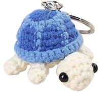 Portachiavi Divertente Tartaruga Mini Filato, Ciondolo Giocattolo Peluche, Portachiavi Marina All'uncinetto, Blu, Taglia Unica