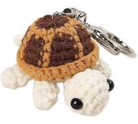Portachiavi Divertente Tartaruga Mini Filato, Ciondolo Giocattolo Peluche, Portachiavi Marina All'uncinetto, Marrone, Taglia Unica