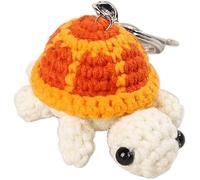 Portachiavi divertente tartaruga mini filato tartaruga uncinetto, ciondolo giocattolo peluche tartaruga,Portachiavi tartaruga marina all'uncinetto, Arancione, Taglia unica