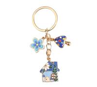 Portachiavi Donna 5 portachiavi in smalto a forma di fungo con fiori, stile fiaba, for donne e ragazze, souvenir(Color2)