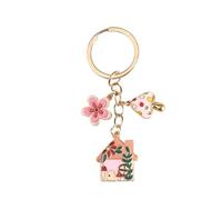 Portachiavi Donna 5 portachiavi in smalto a forma di fungo con fiori, stile fiaba, for donne e ragazze, souvenir(Color1)