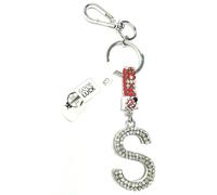 PORTACHIAVI-donna-iniziale lettera strass con coccinella portafortuna 15 variant