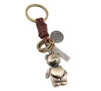 Portachiavi Donna Orsetto in Metallo e Cuoio con Frase Motivazionale Portachiavi Auto, Casa, Ufficio Regalo Amica Speciale, Collega, Bomboniera Originale