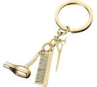 Portachiavi dorato alla moda per donne parrucchiere auto anello personalità laurea regalo asciugacapelli forbici pettine 3 in 1 portachiavi personalizzato auto donna portachiavi, portachiavi e