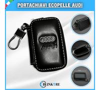 PORTACHIAVI ECOPELLE NERO LOGO AUDI A1 A3 A4 A5 A6 A7 A8 TT R8 E-TRON