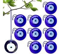 Portachiavi Evil Eye - Set Di Ciondoli Per Bulbo Oculare In Blu Da 10 Pezzi | Amuleto Sospeso Da 4 Cm Con Corda Resistente | Ciondolo Di Protezione Nazar Turco | Regalo Souvenir Fortunato Per La