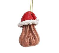 Portachiavi fallico con testicolo, ciondolo fortunato in resina, ornamenti pendenti, ciondolo genitali maschili pelosi, miglior regalo di compleanno bavaglio per uomini e donne, amici, lui lei(Red hat